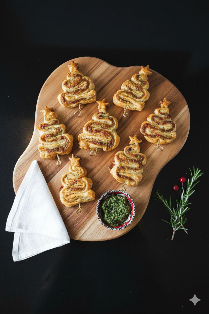 Pesto Puff Pastry Christmas Trees