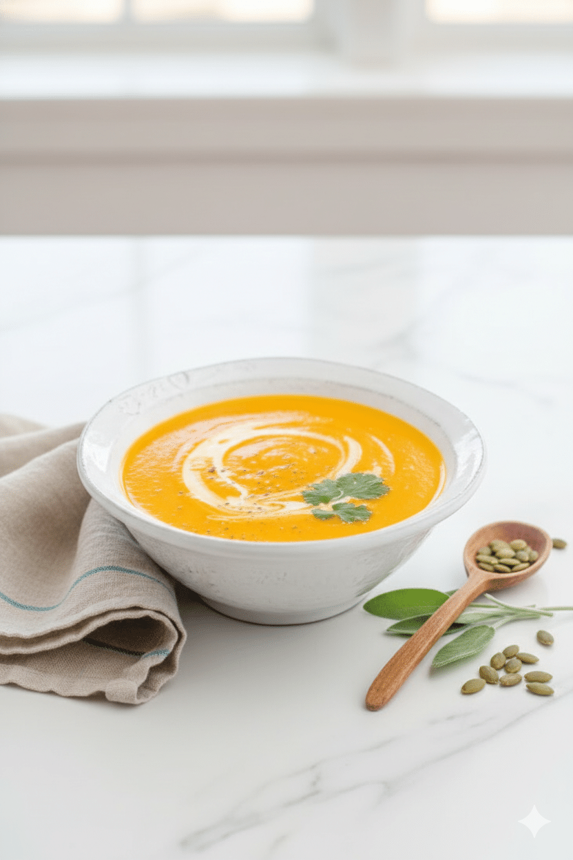 Cozy Roasted Sweet Potato and Carrot Soup