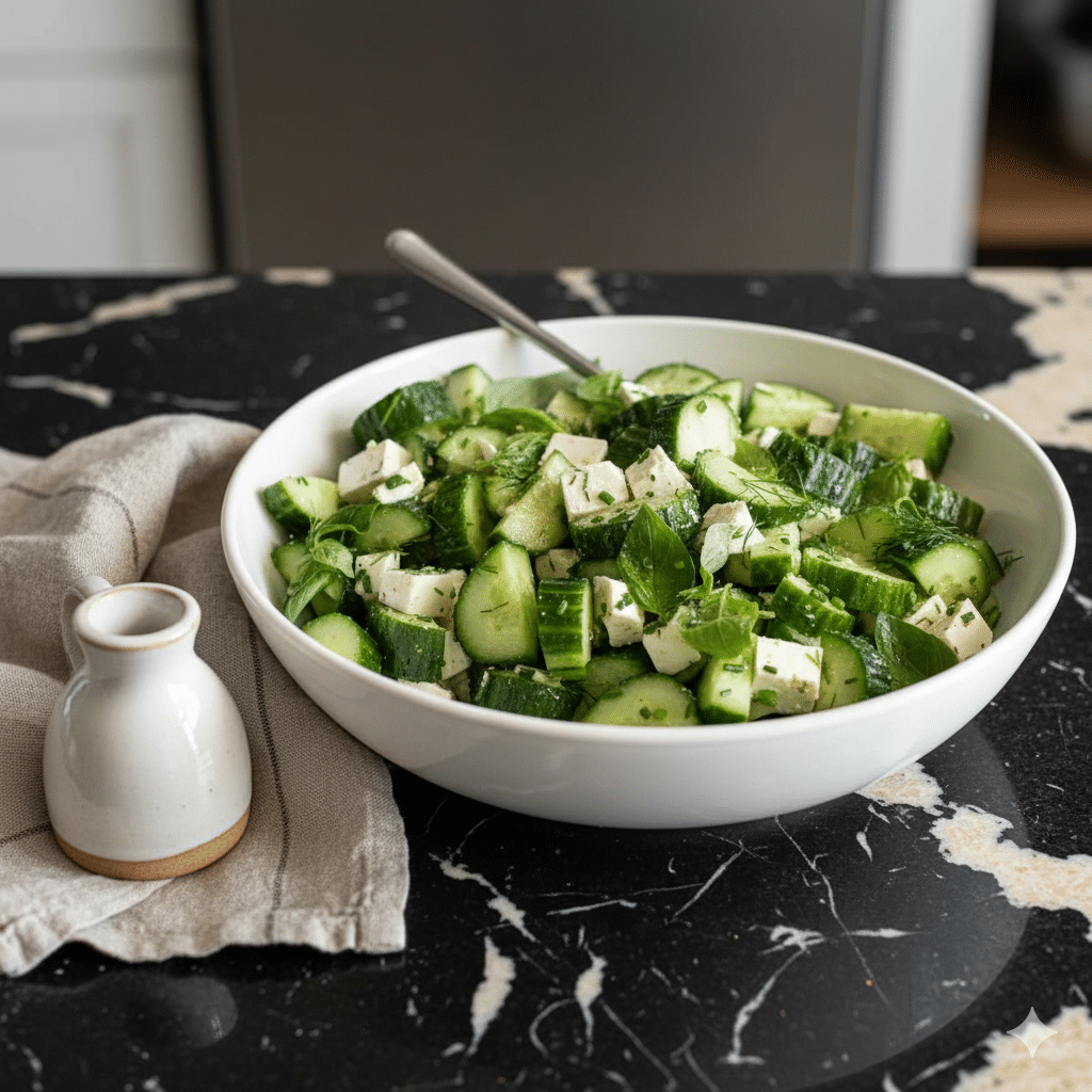 Refreshing Cucumber Feta Salad with Lemon Herb Dressing