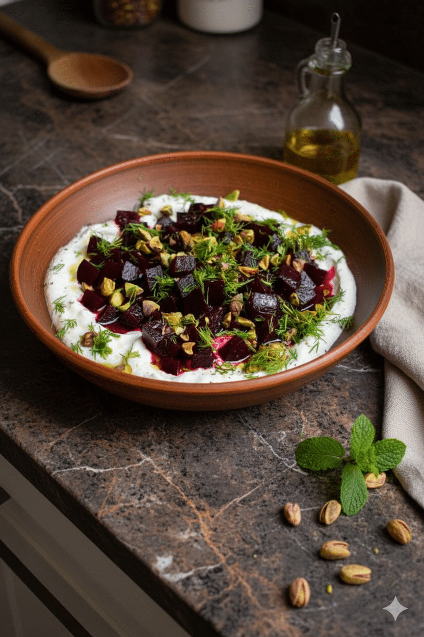 Whipped Feta with Beetroot, Dill & Pistachios