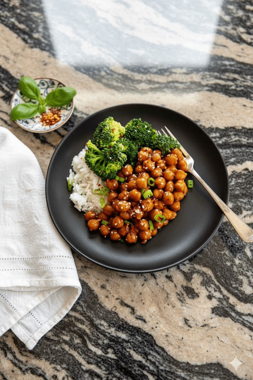 Vegan Sticky Sesame Chickpeas (Easy 15-Minute Recipe )