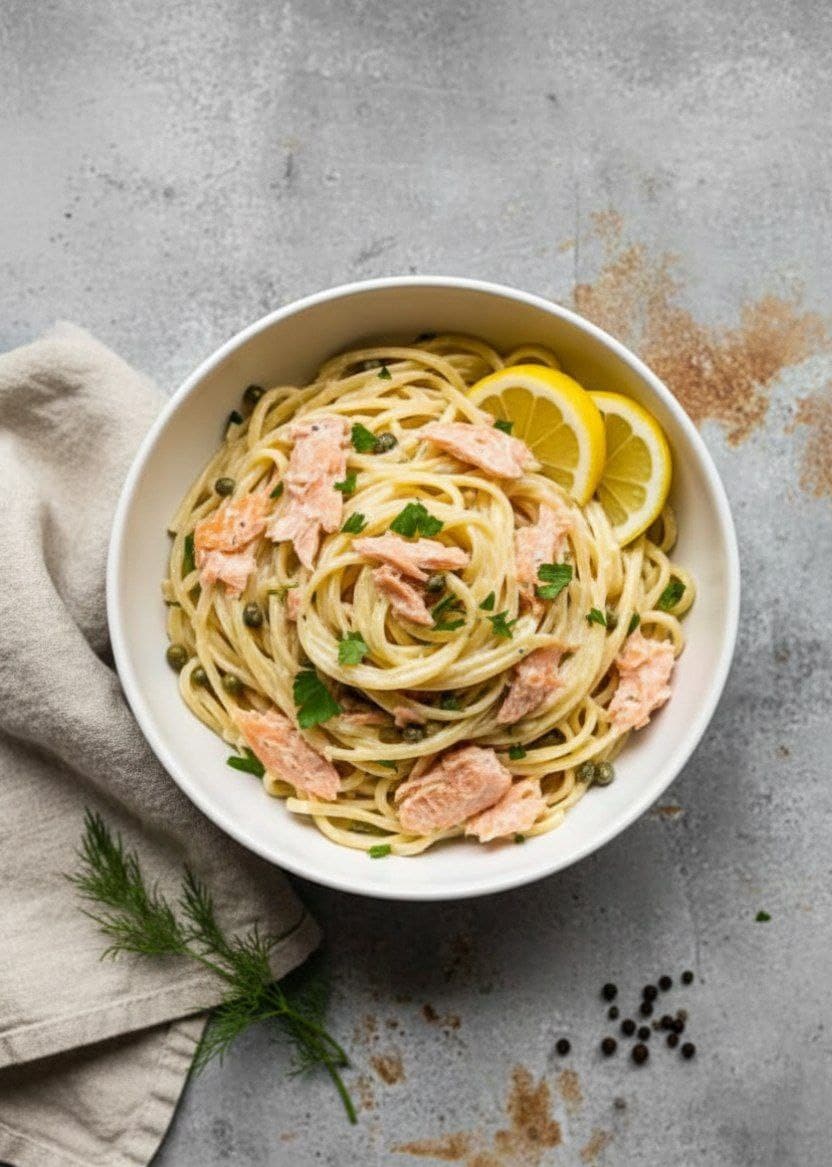 Creamy Smoked Salmon Pasta with Lemon and Capers