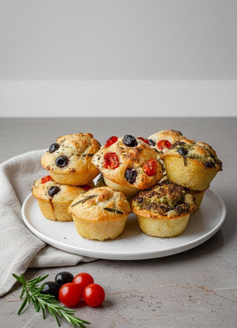 Focaccia Muffins: Mini Breads with Crispy Crust and Soft Center