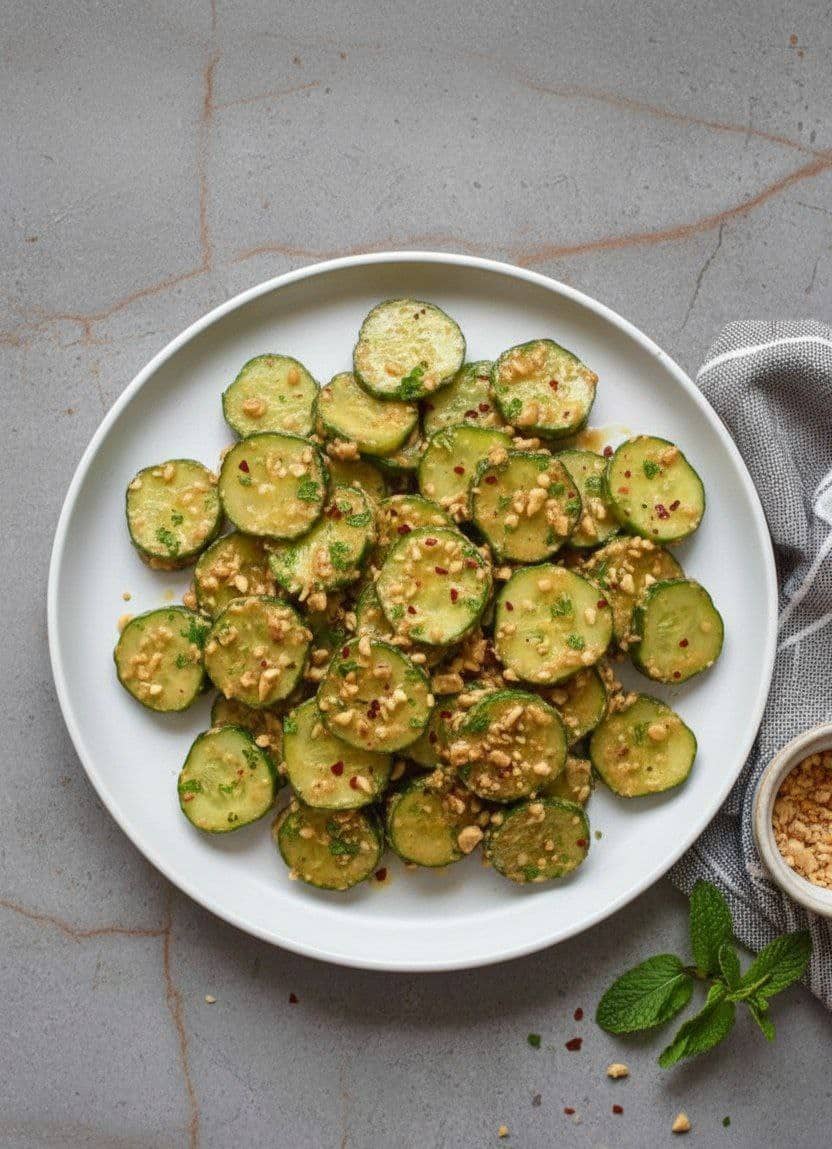 Crunchy Cucumbers in Spicy Peanut Dressing